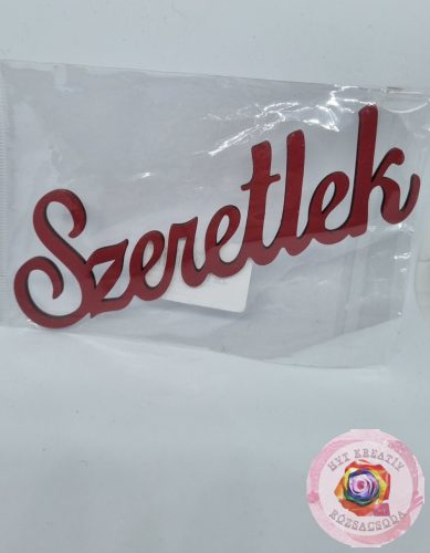 FA "SZERETLEK" FELIRAT MEGGYPIROS 15CM