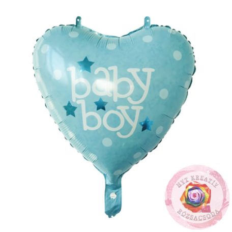 Baby Boy feliratú, világos kék szív fólia lufi