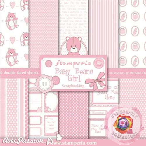 Scrapbooking Girl Baby Bears 30x30 cm