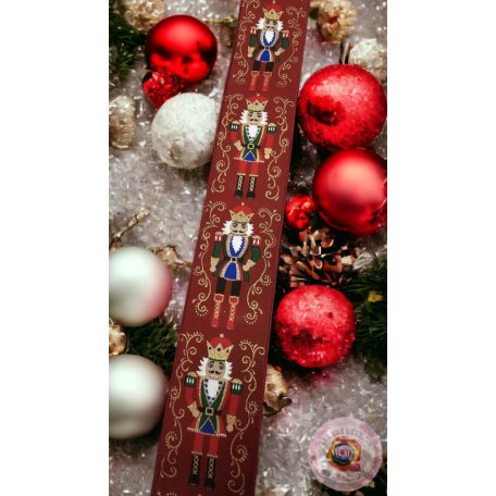 Diótörő karácsonyi szalag piros 6,4 cm
