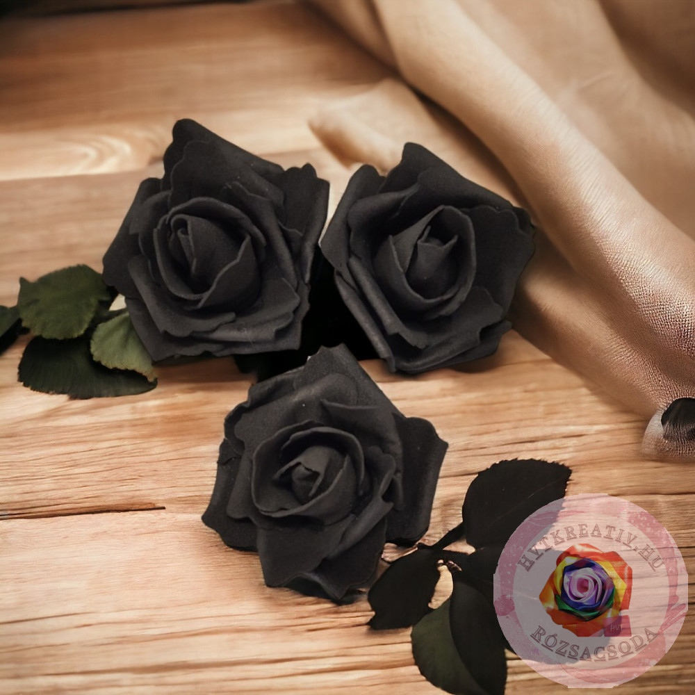 Polifoam rózsafej 7 cm fekete