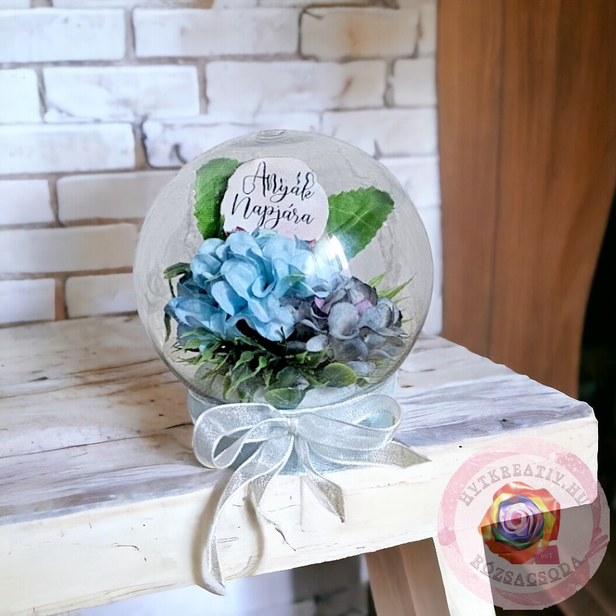 Virágos gömb "Anyák Napjára" felirattal kék
